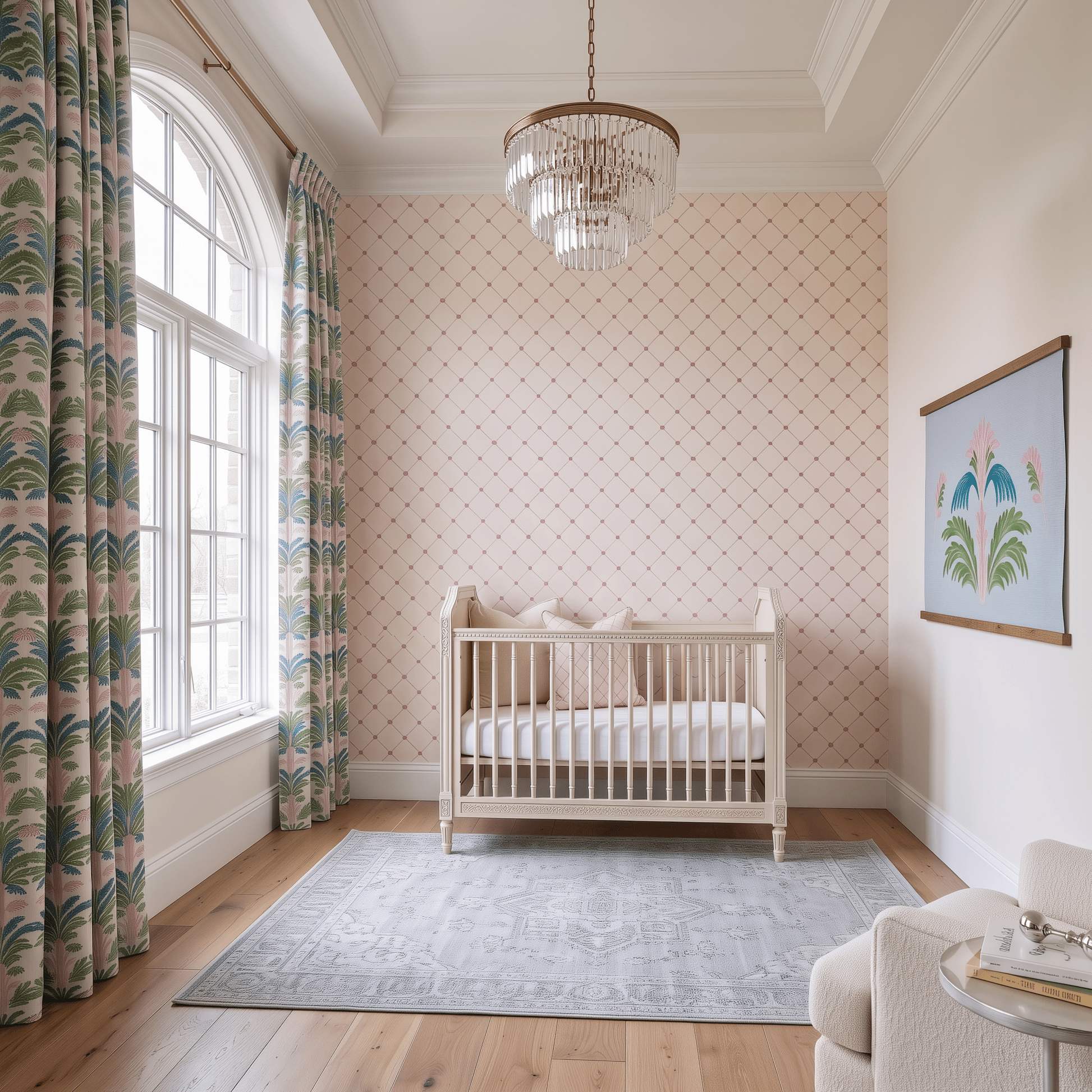 Bellagio Blush Linen Lattice Wallpaper - Lemon Park