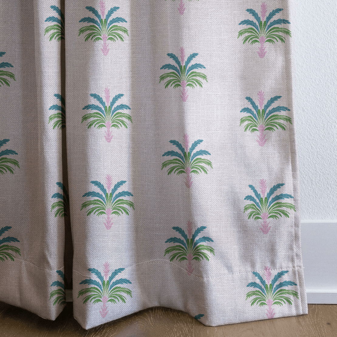 Bellagio Blush Linen Palm Crest - Drapery - Lemon Park