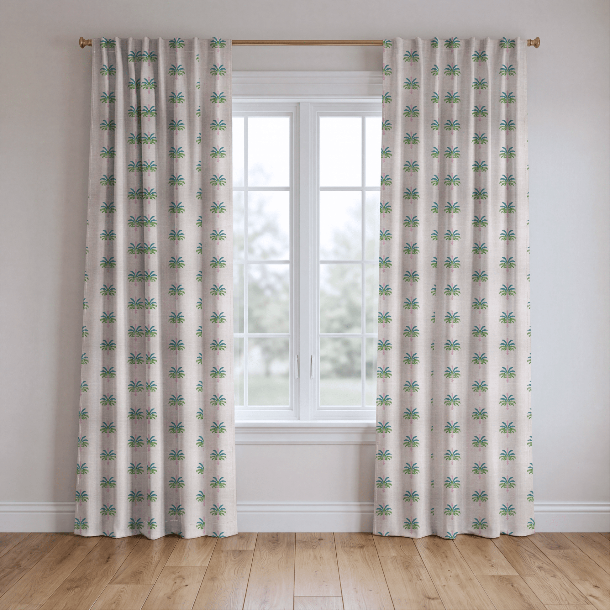 Bellagio Blush Linen Palm Crest - Drapery - Lemon Park