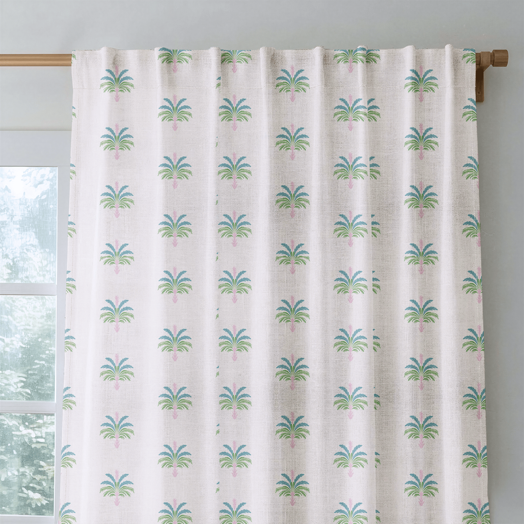 Bellagio Blush Linen Palm Crest - Drapery - Lemon Park