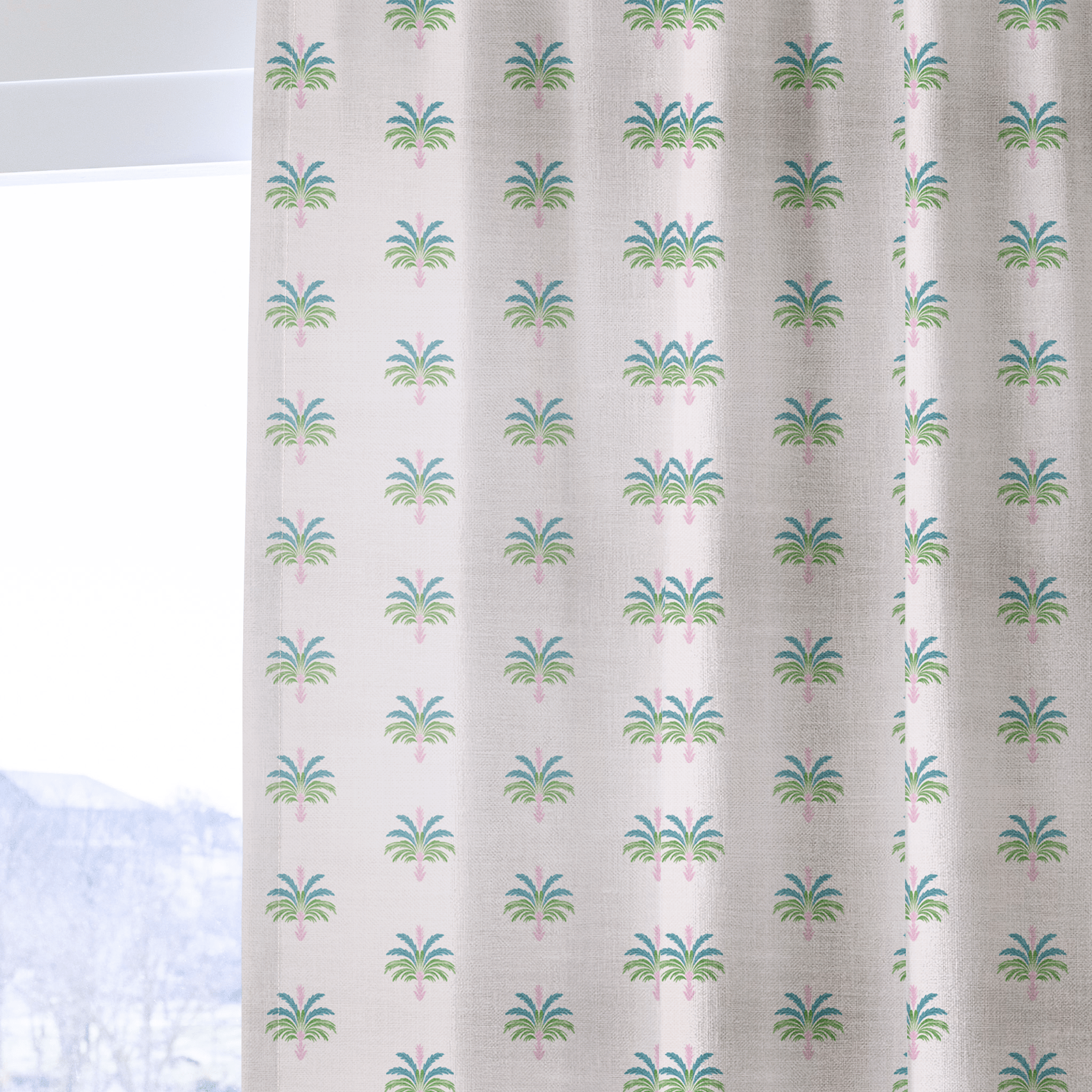 Bellagio Blush Linen Palm Crest - Drapery - Lemon Park