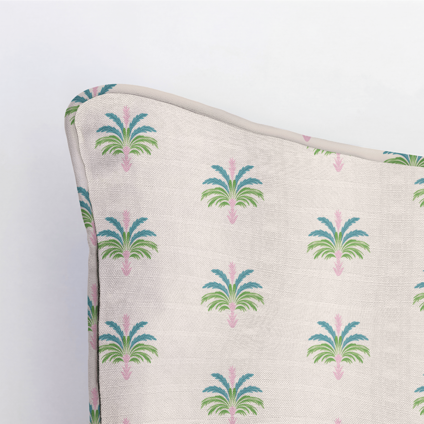Bellagio Blush Linen Palm Crest Throw Pillow - Lemon Park