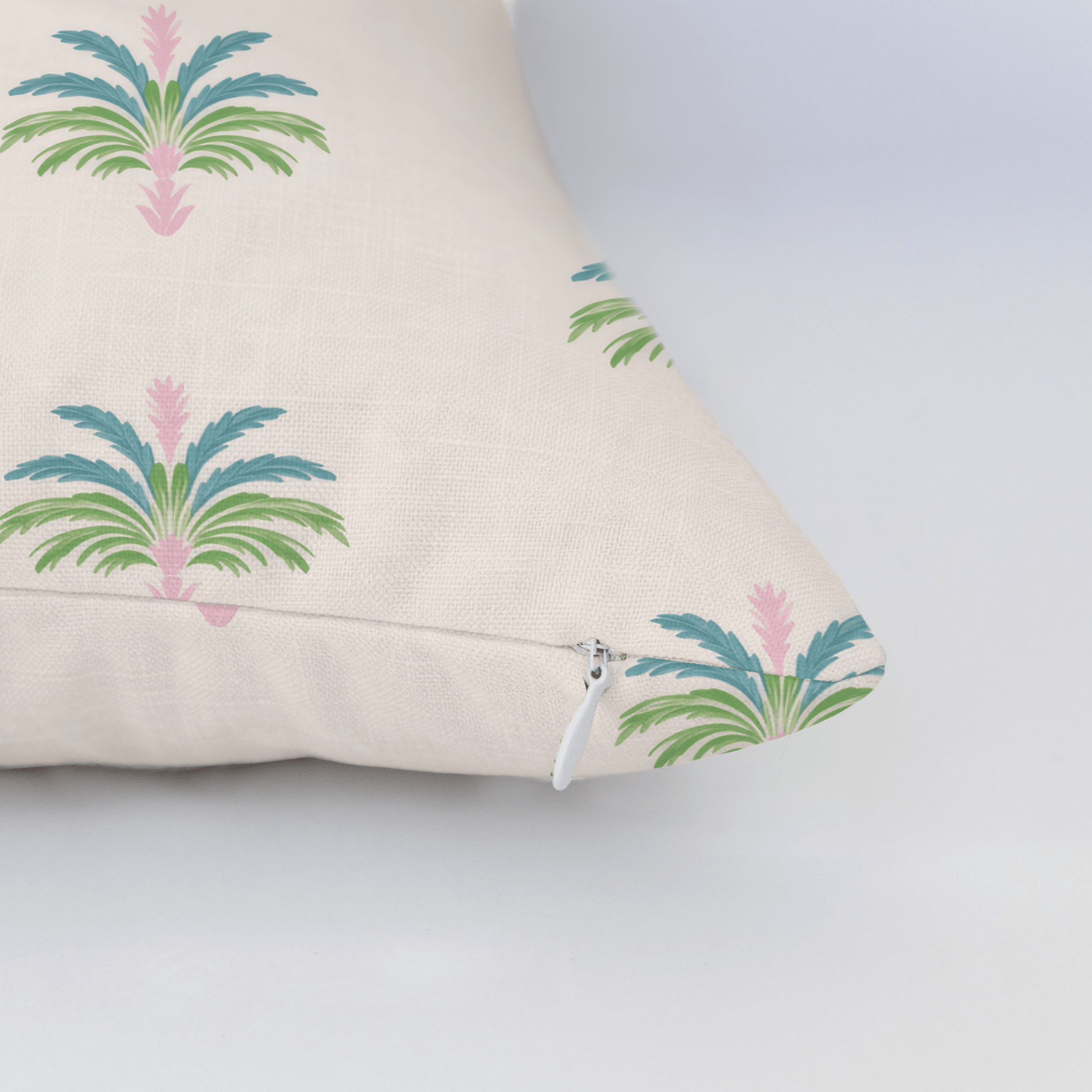Bellagio Blush Linen Palm Crest Throw Pillow - Lemon Park