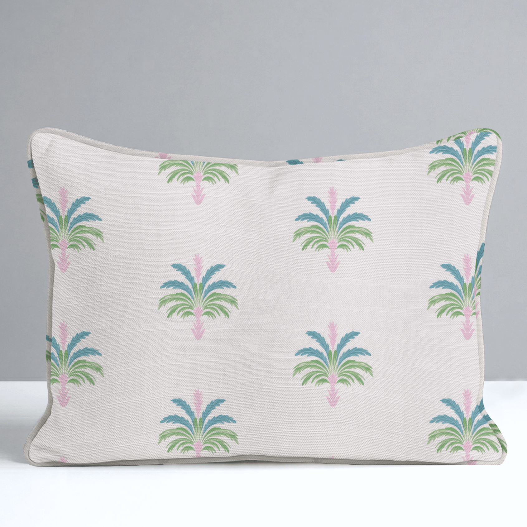 Bellagio Blush Linen Palm Crest Throw Pillow - Lemon Park