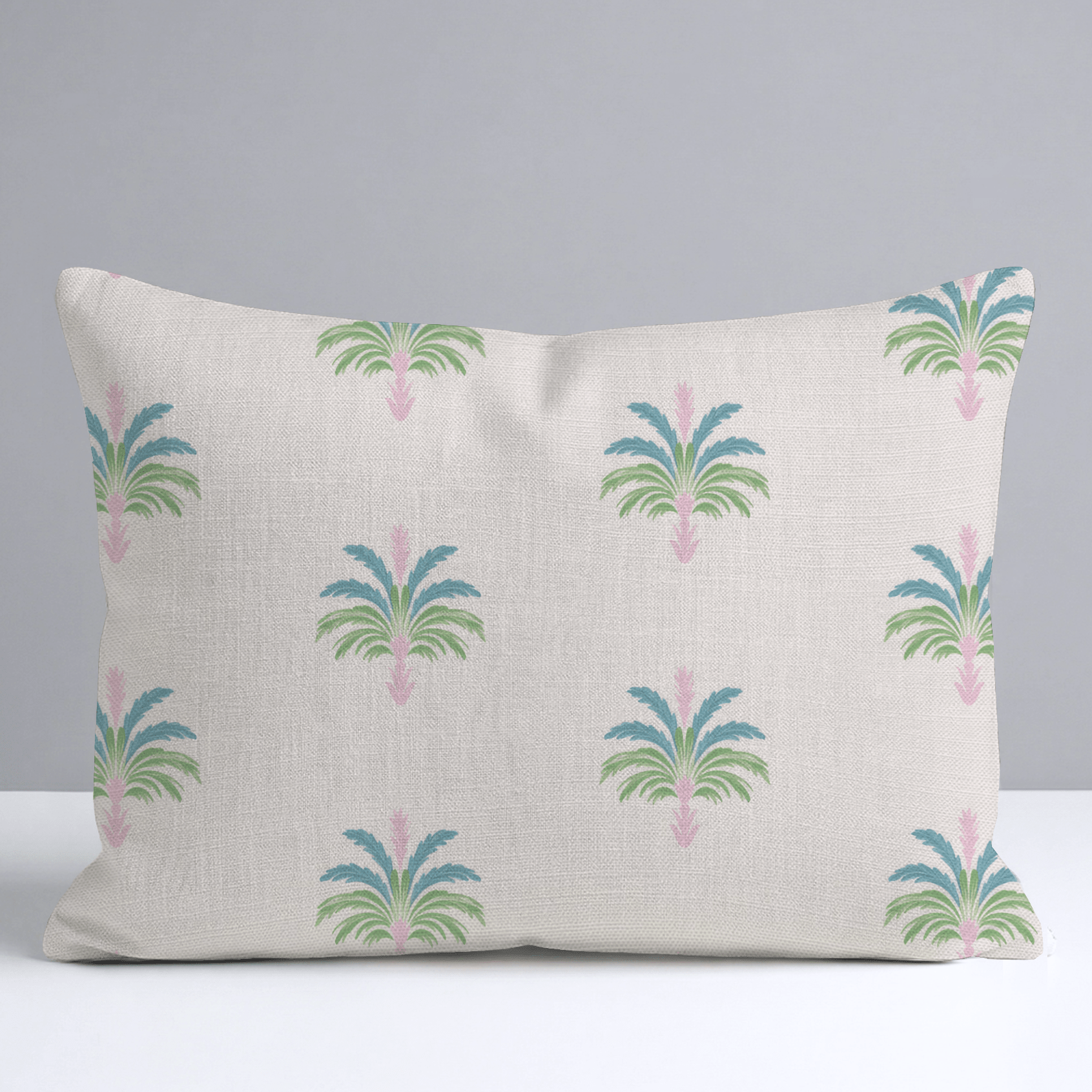 Bellagio Blush Linen Palm Crest Throw Pillow - Lemon Park