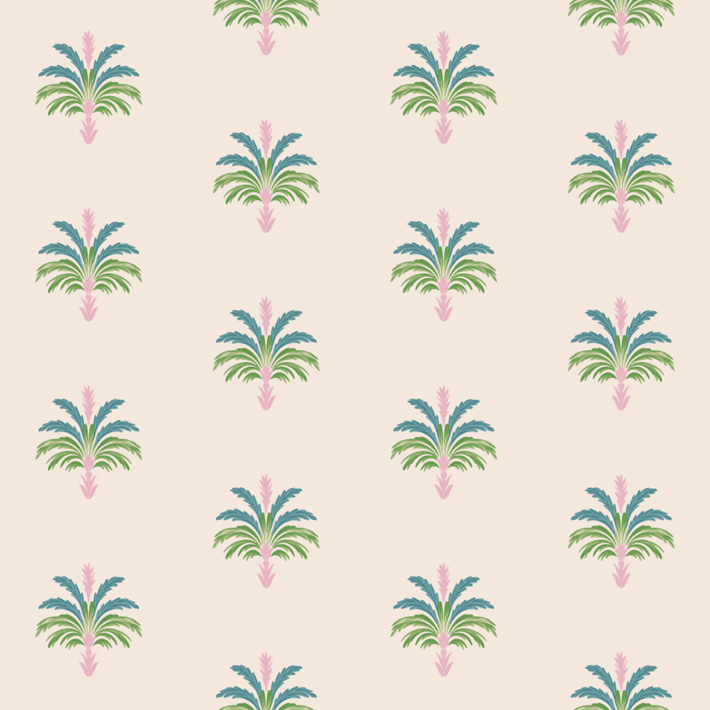 Bellagio Blush Linen Palm Crest Wallpaper - Lemon Park