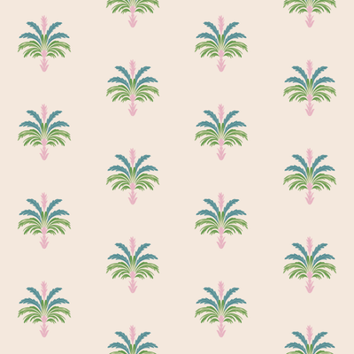 Bellagio Blush Linen Palm Crest Wallpaper - Lemon Park