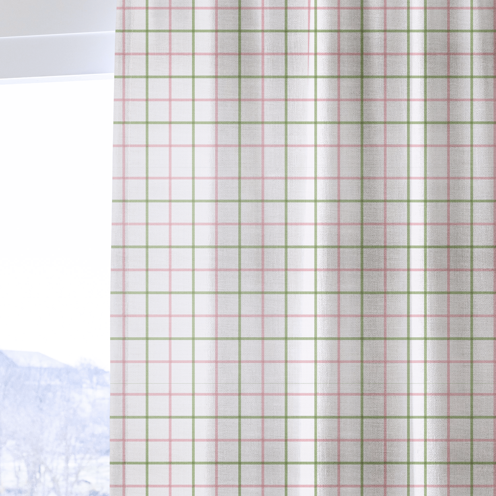 Bellagio Blush Mint Check - Drapery - Lemon Park