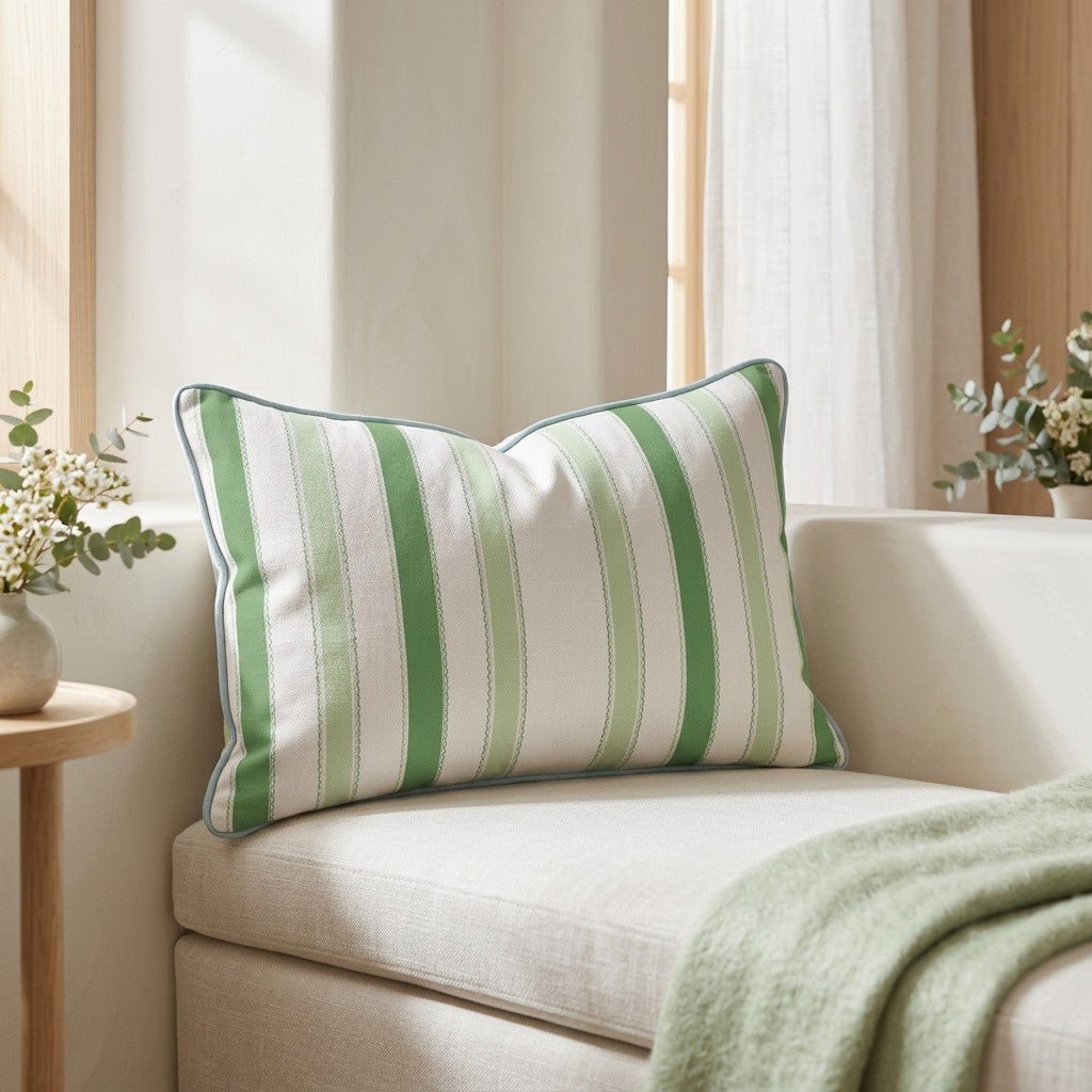 Bellagio Blush Mint Stripes Throw Pillow - Lemon Park