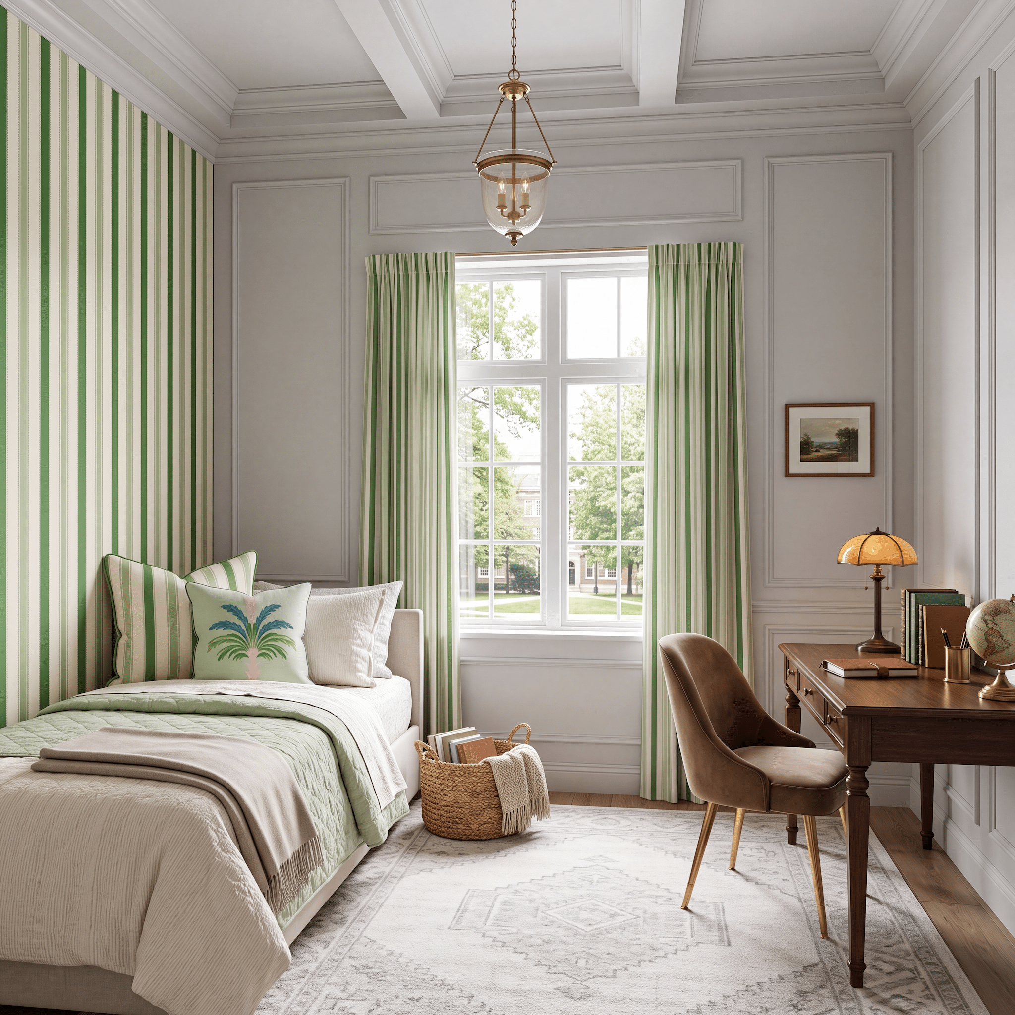 Bellagio Blush Mint Stripes Wallpaper - Lemon Park