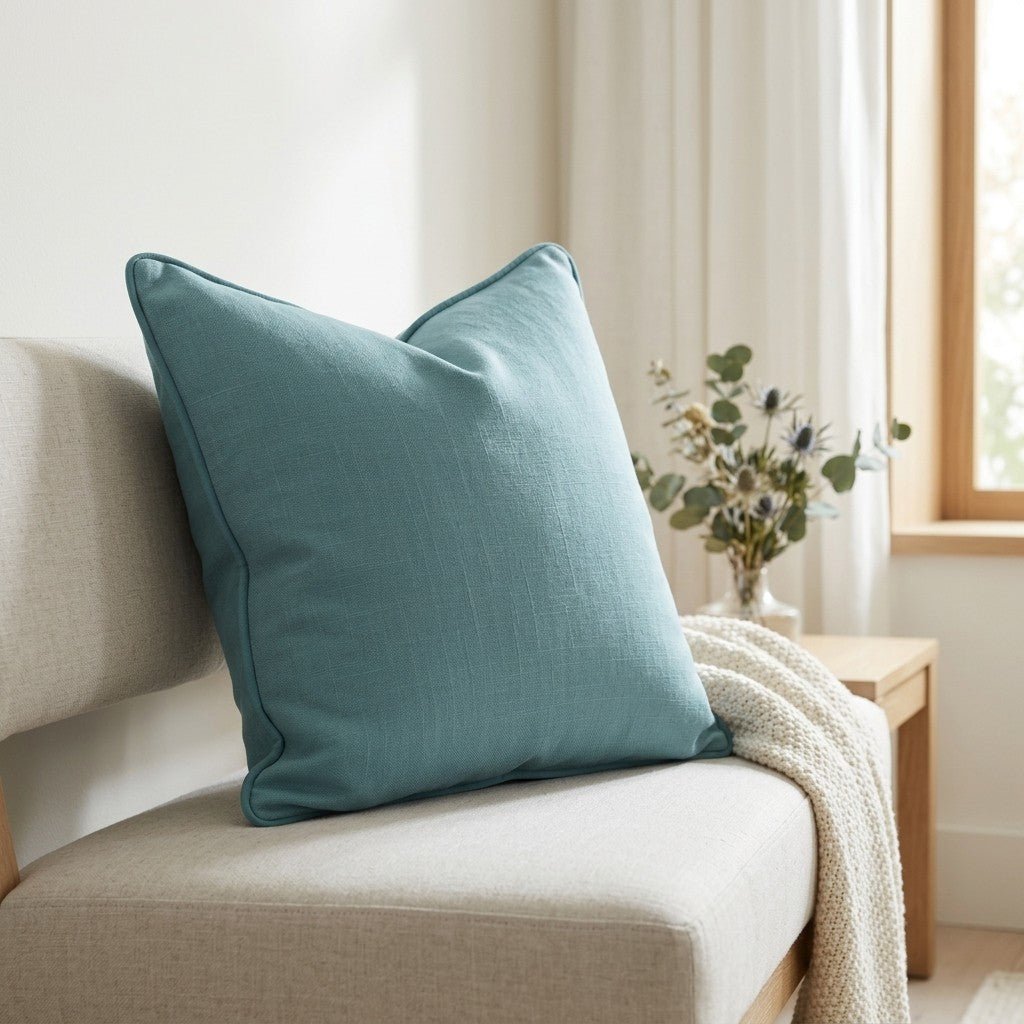 Bellagio Blush Ocean Blue Throw Pillow - Lemon Park
