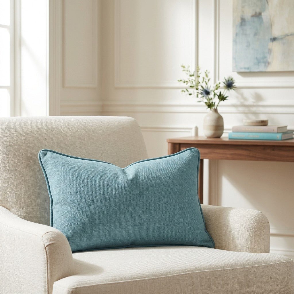 Bellagio Blush Ocean Blue Throw Pillow - Lemon Park