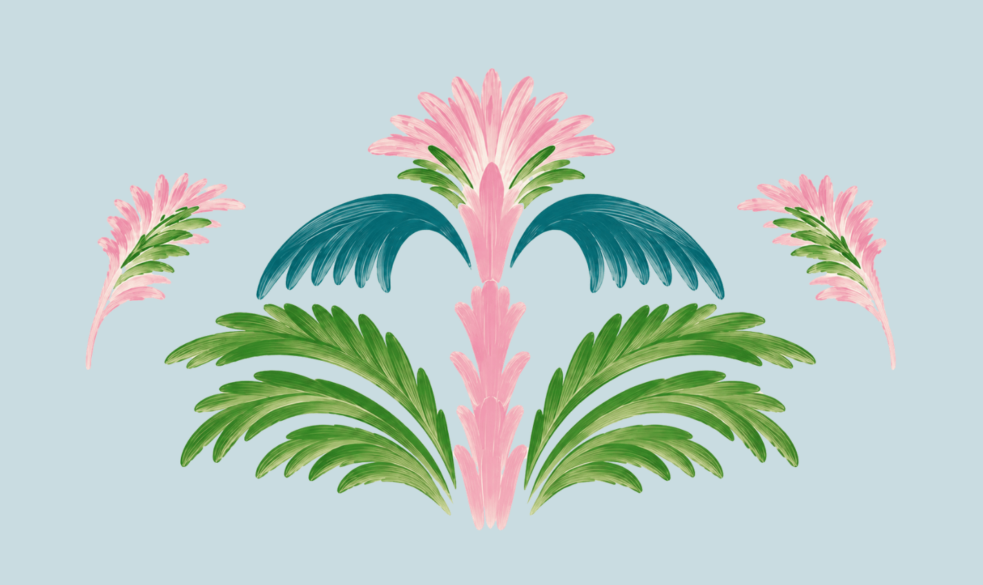 Bellagio Blush Powder Blue Bouquet Study - Tapestry - Lemon Park