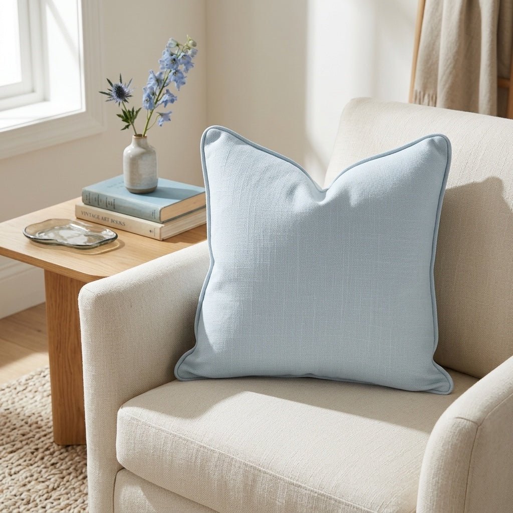 Bellagio Blush Powder Blue Throw Pillow - Lemon Park