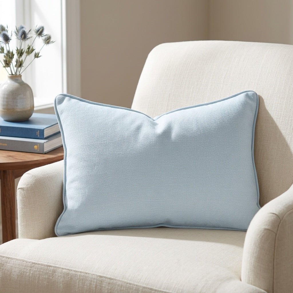 Bellagio Blush Powder Blue Throw Pillow - Lemon Park
