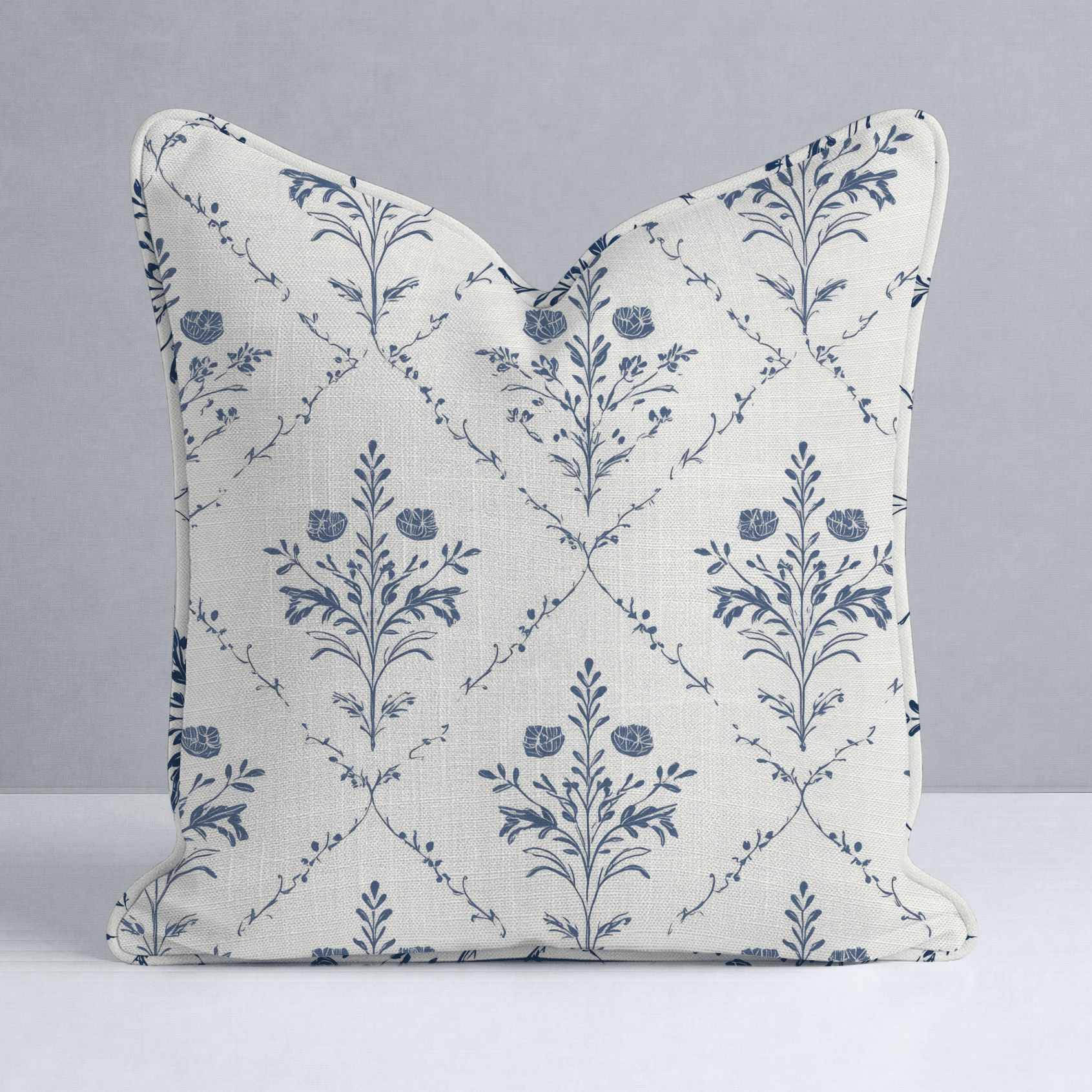 Benjamin Cream Floral Throw Pillow - Lemon Park
