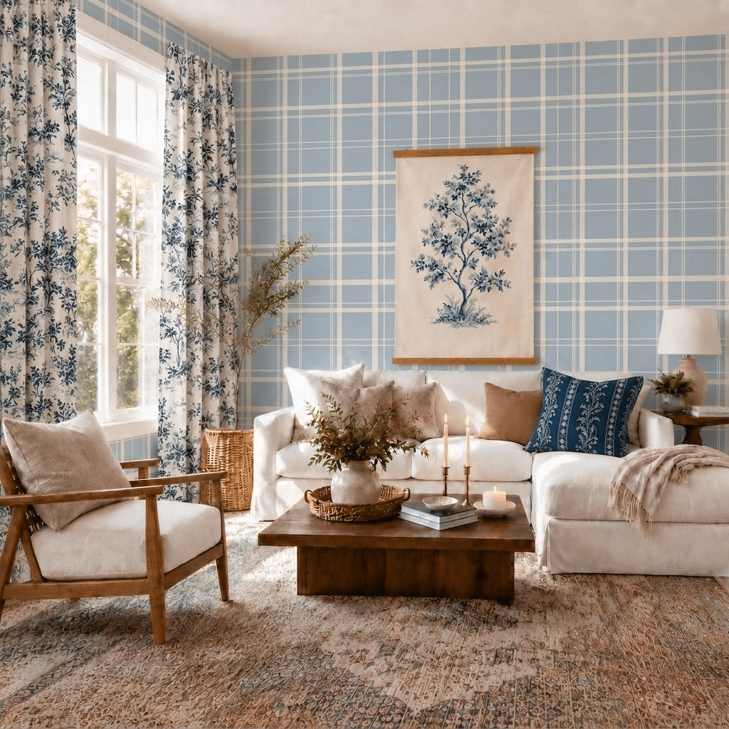 Benjamin Gingham Wallpaper - Lemon Park