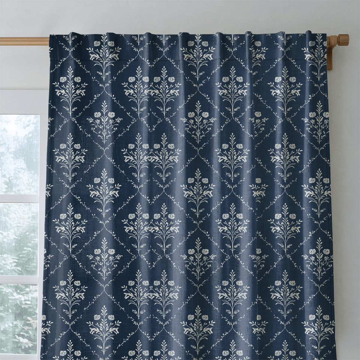 Benjamin Navy Floral - Drapery - Lemon Park