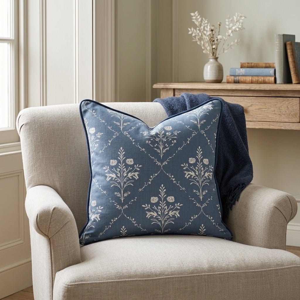 Benjamin Navy Floral Throw Pillow - Lemon Park