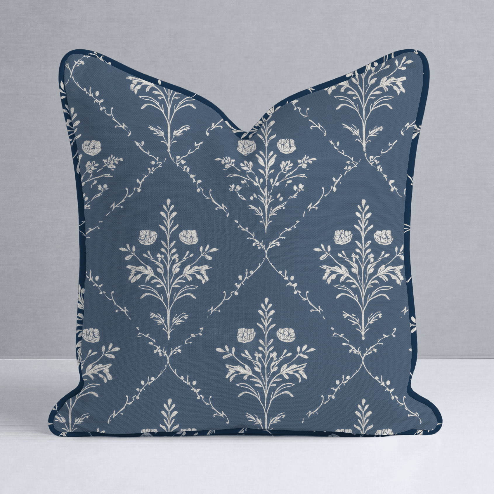 Benjamin Navy Floral Throw Pillow - Lemon Park