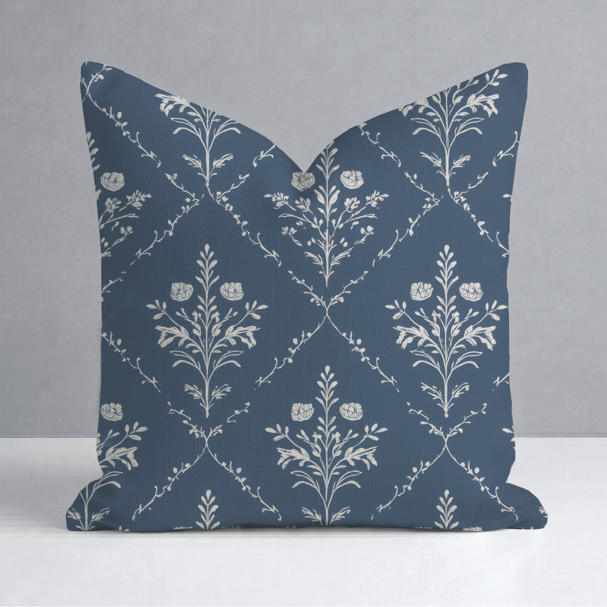 Benjamin Navy Floral Throw Pillow - Lemon Park