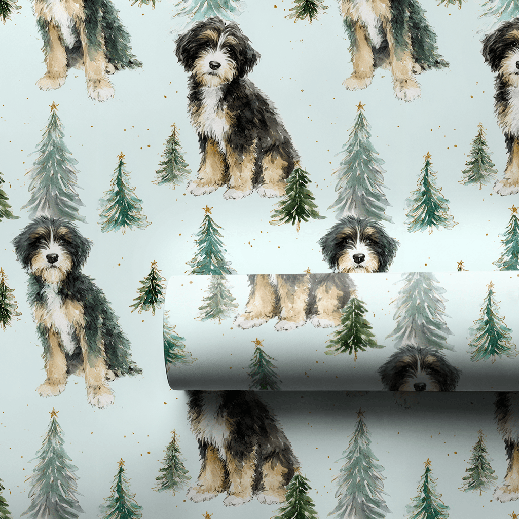 Bernedoodle Tidings - Wrapping Paper - Lemon Park