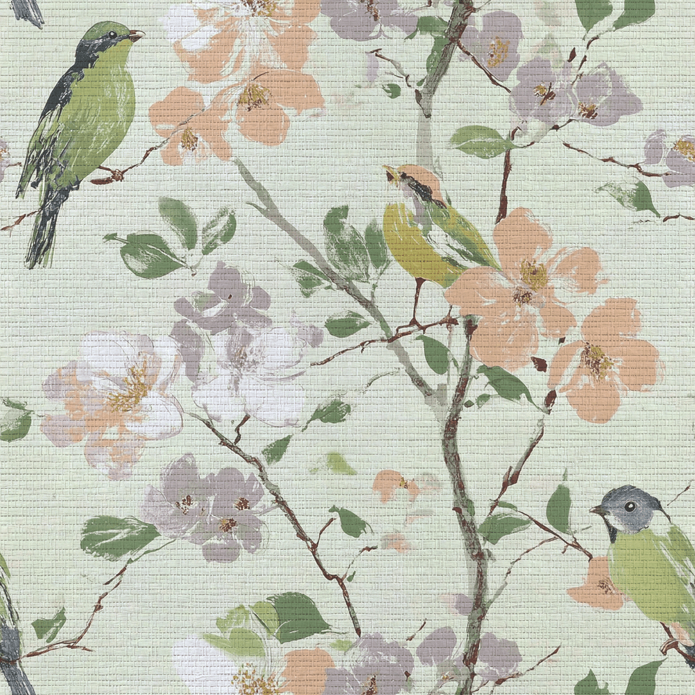Birdsong Grove Faux Grasscloth Wallpaper - Lemon Park