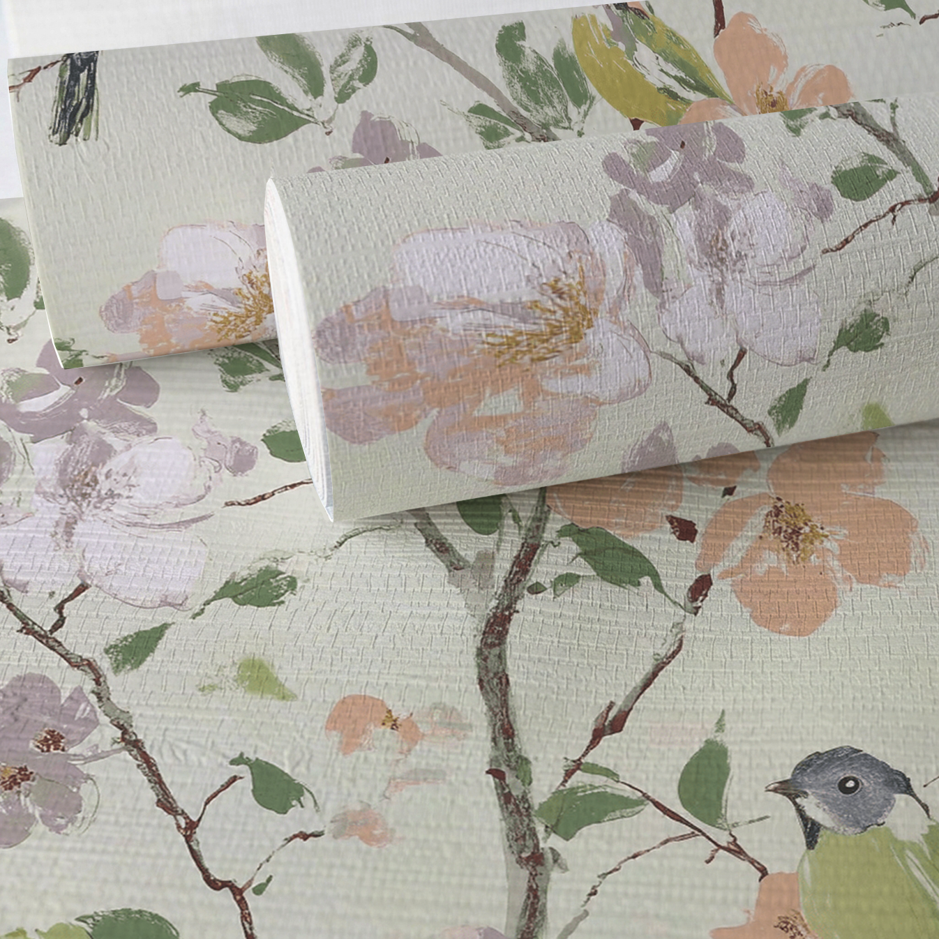 Birdsong Grove Faux Grasscloth Wallpaper