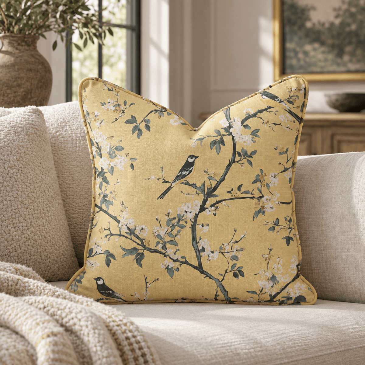 Birdsong Throw Pillow - Lemon Park