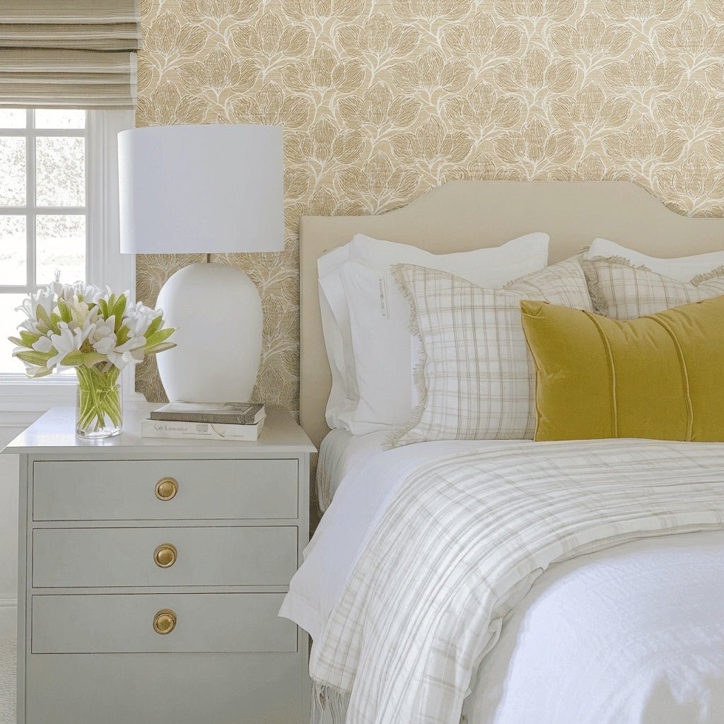 Biscotti Faux Grasscloth Wallpaper - Lemon Park