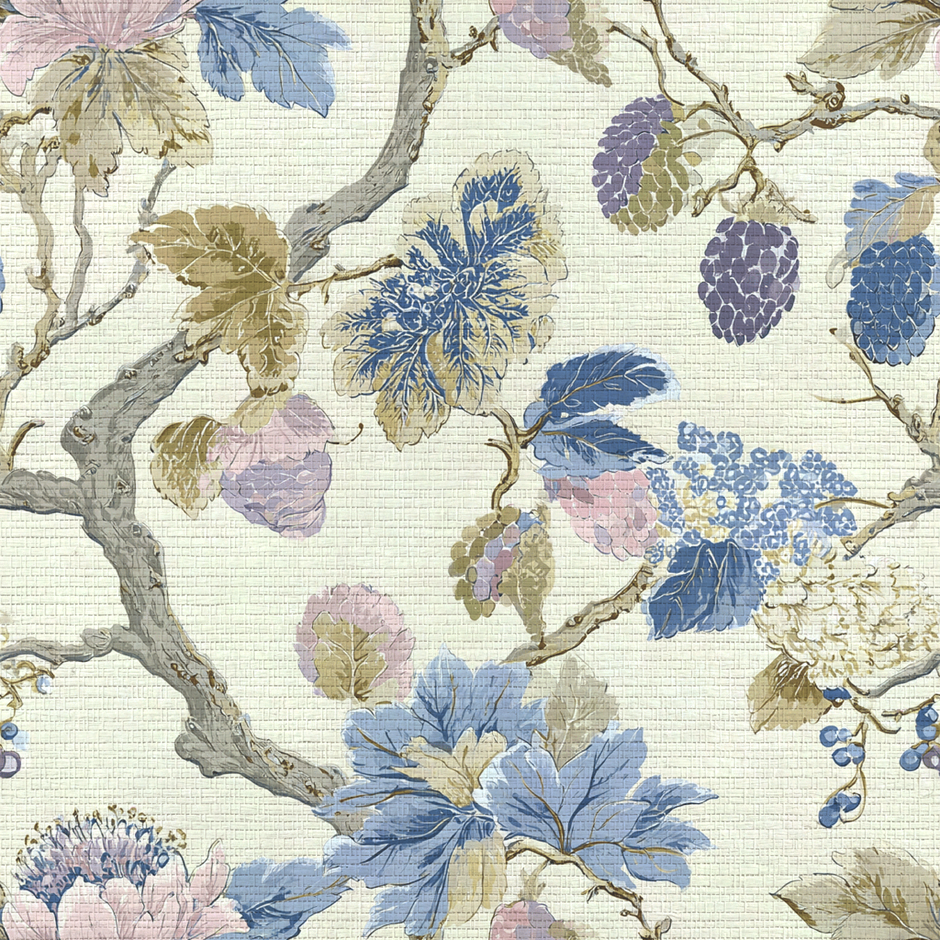 Blackberry & Bloom Faux Grasscloth Wallpaper