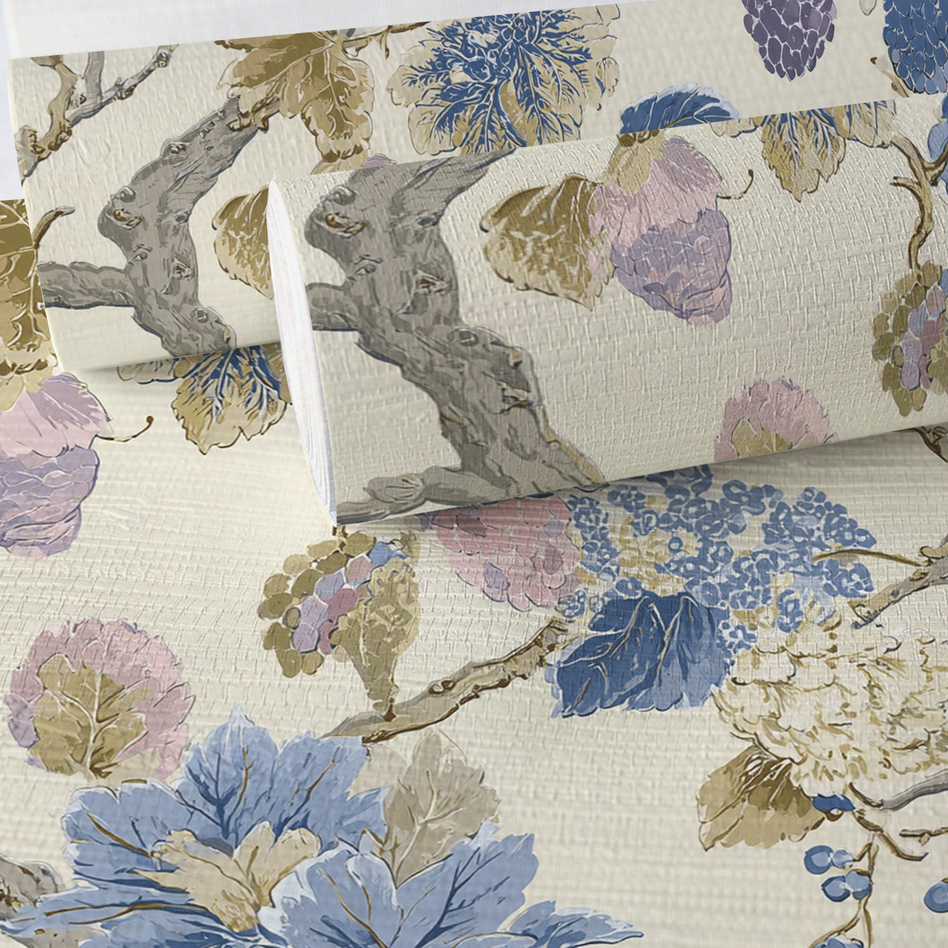 Blackberry & Bloom Faux Grasscloth Wallpaper