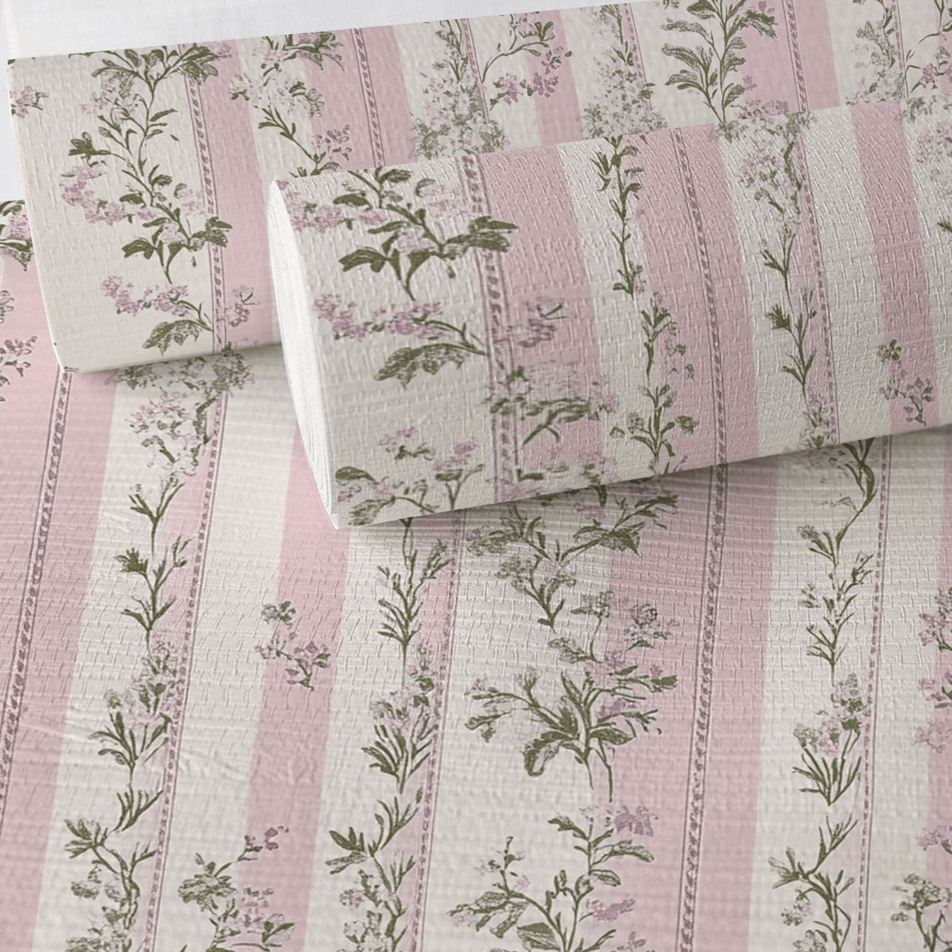 Blooming Stripes Faux Grasscloth Wallpaper - Lemon Park