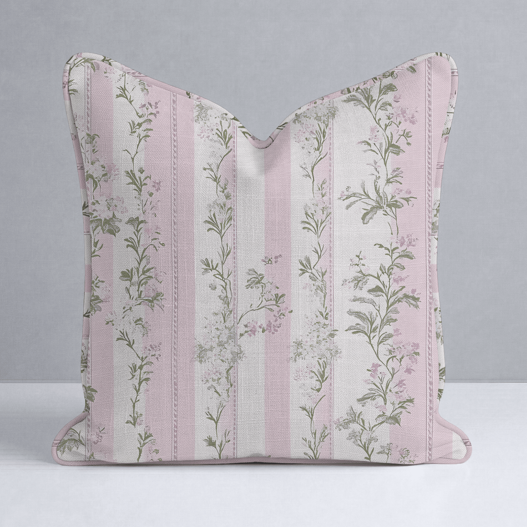 Blooming Stripes Throw Pillow - Lemon Park