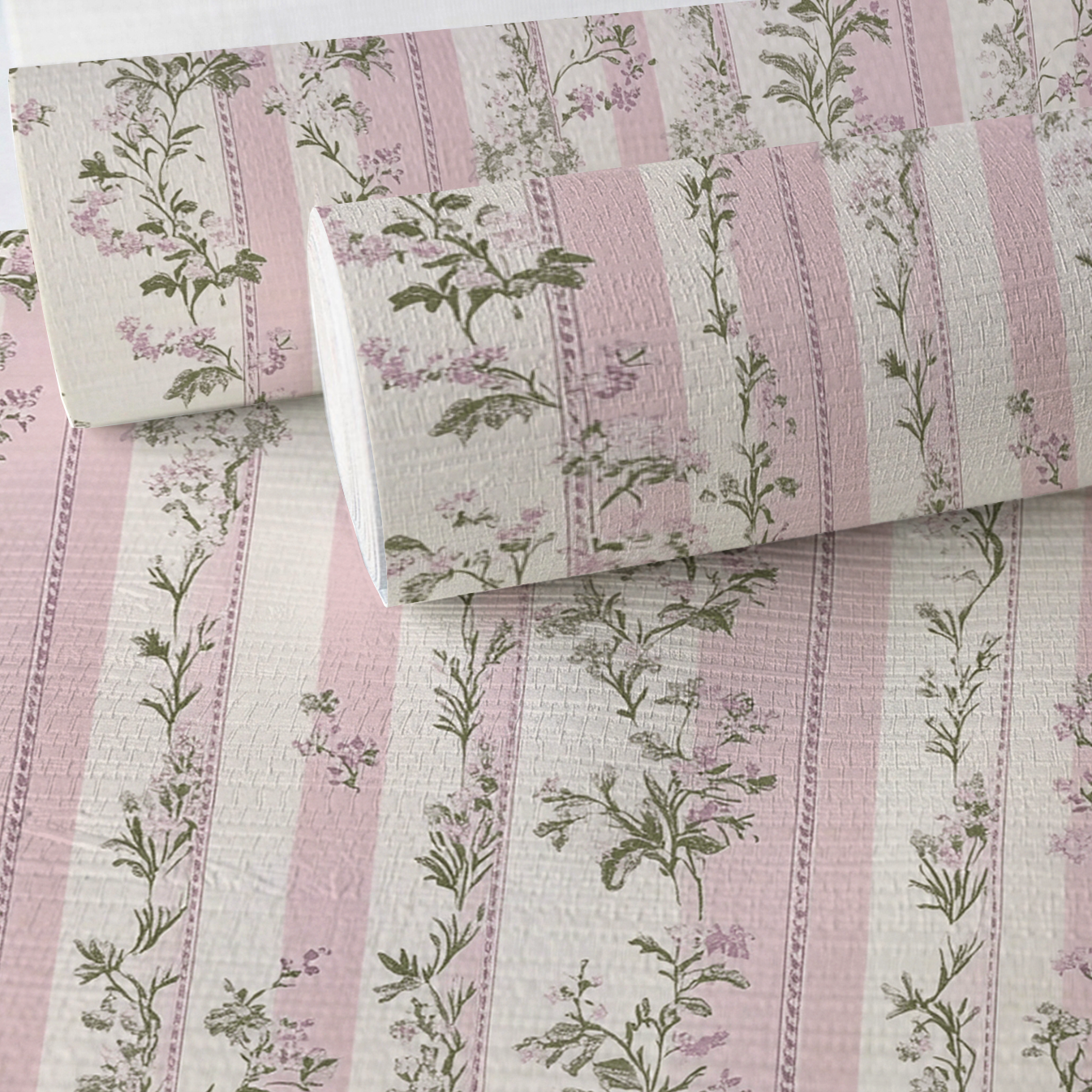 Blooming Stripes Faux Grasscloth Wallpaper