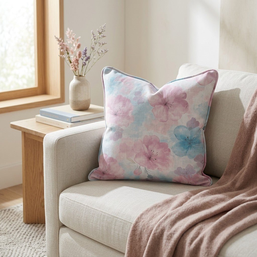 Blossom Haze Throw Pillow - Lemon Park