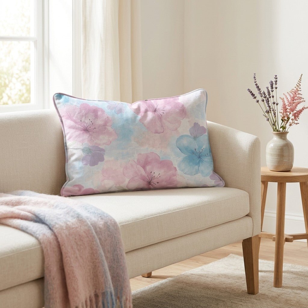 Blossom Haze Throw Pillow - Lemon Park