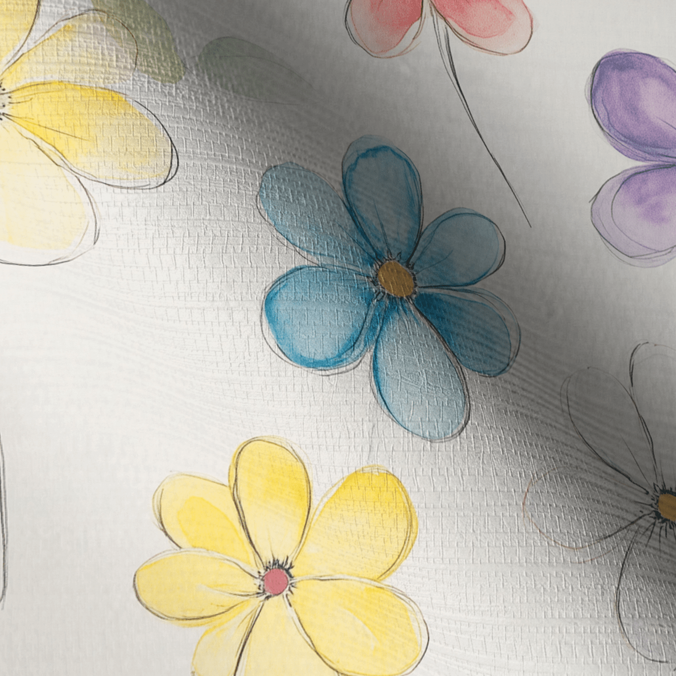 Blossom Parade Faux Grasscloth Wallpaper - Lemon Park