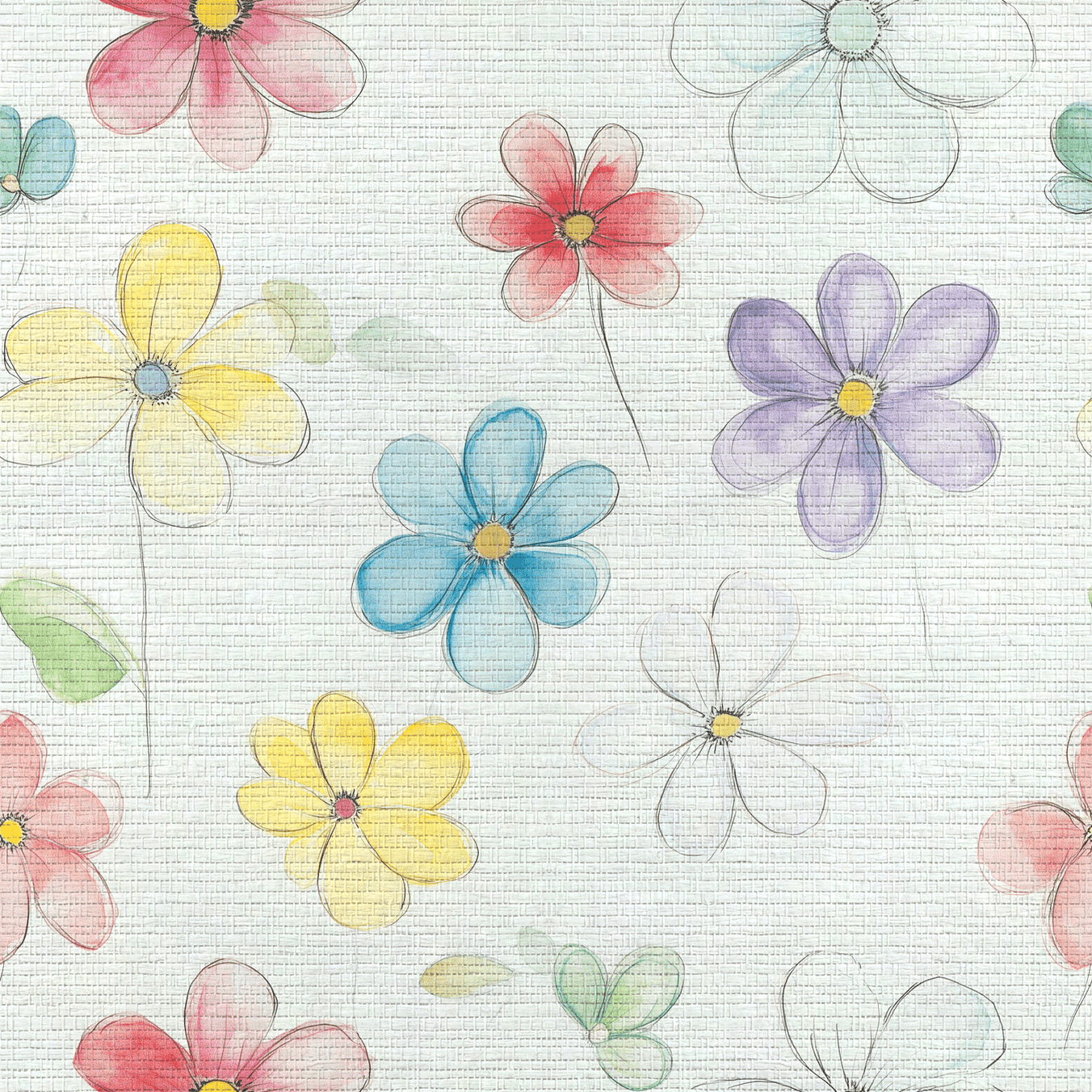Blossom Parade Faux Grasscloth Wallpaper - Lemon Park