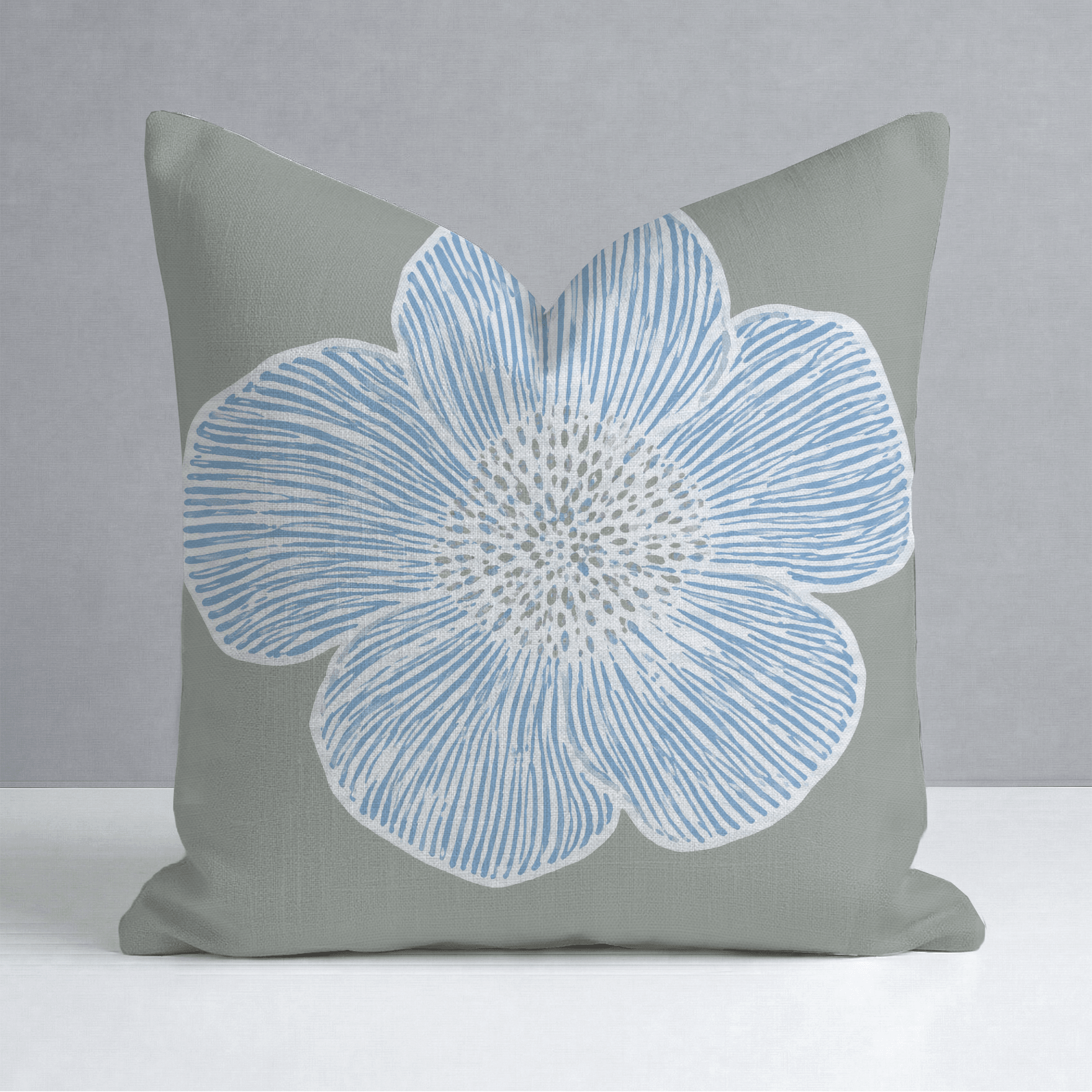 Blue Dresses Lemongrass Floral Throw Pillow - Lemon Park