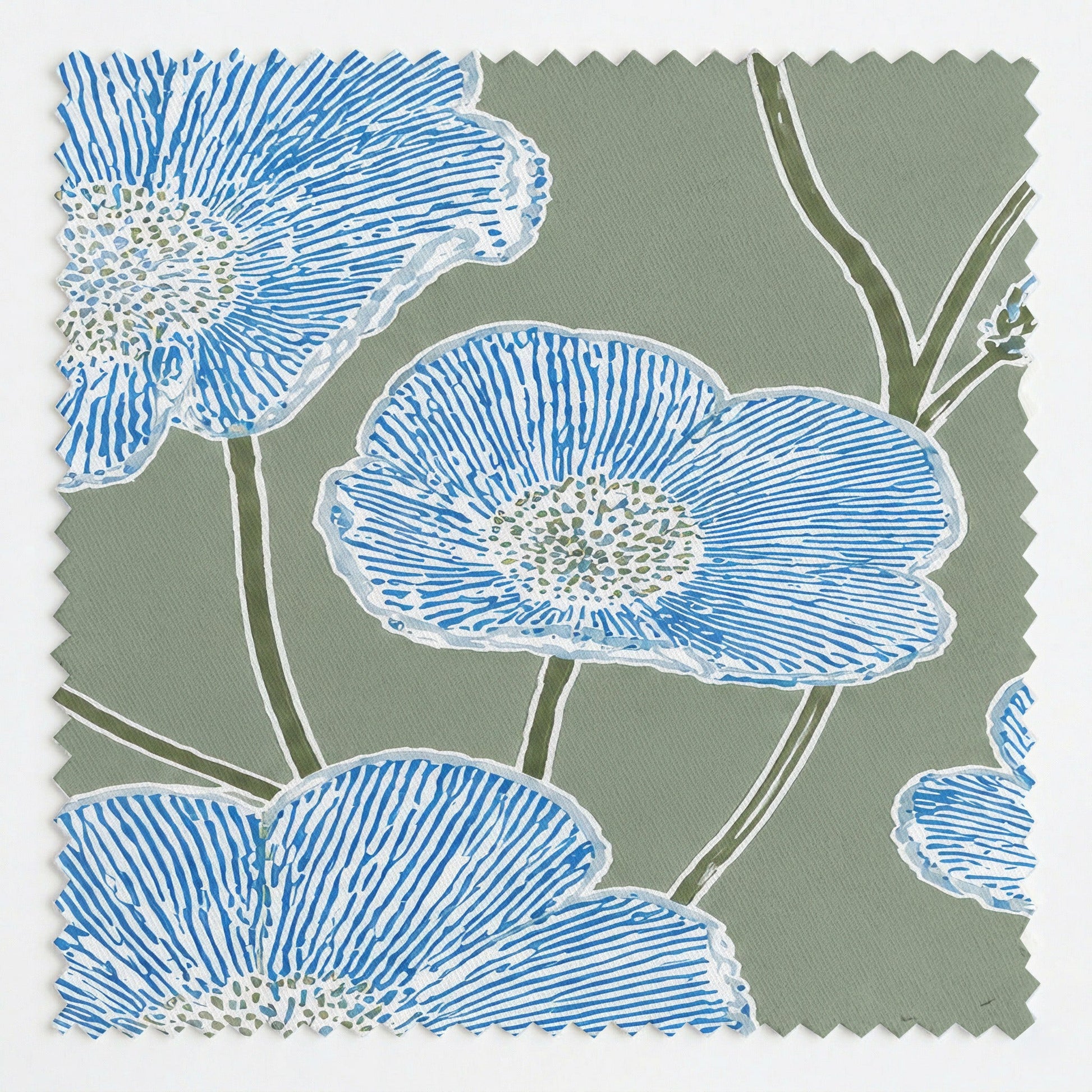 Blue Dresses Lemongrass Flower Study - Fabric - Lemon Park