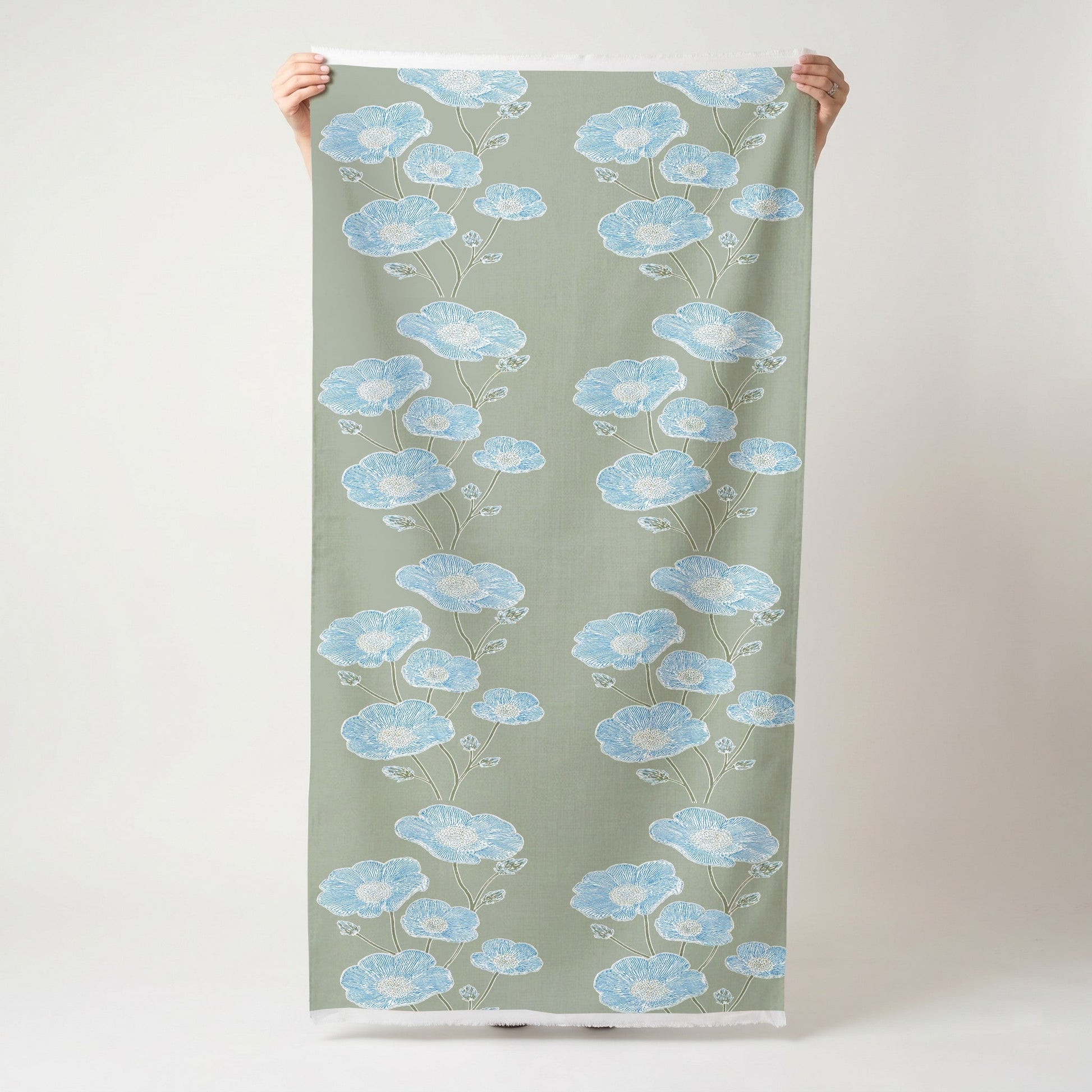 Blue Dresses Lemongrass Flower Study - Fabric - Lemon Park
