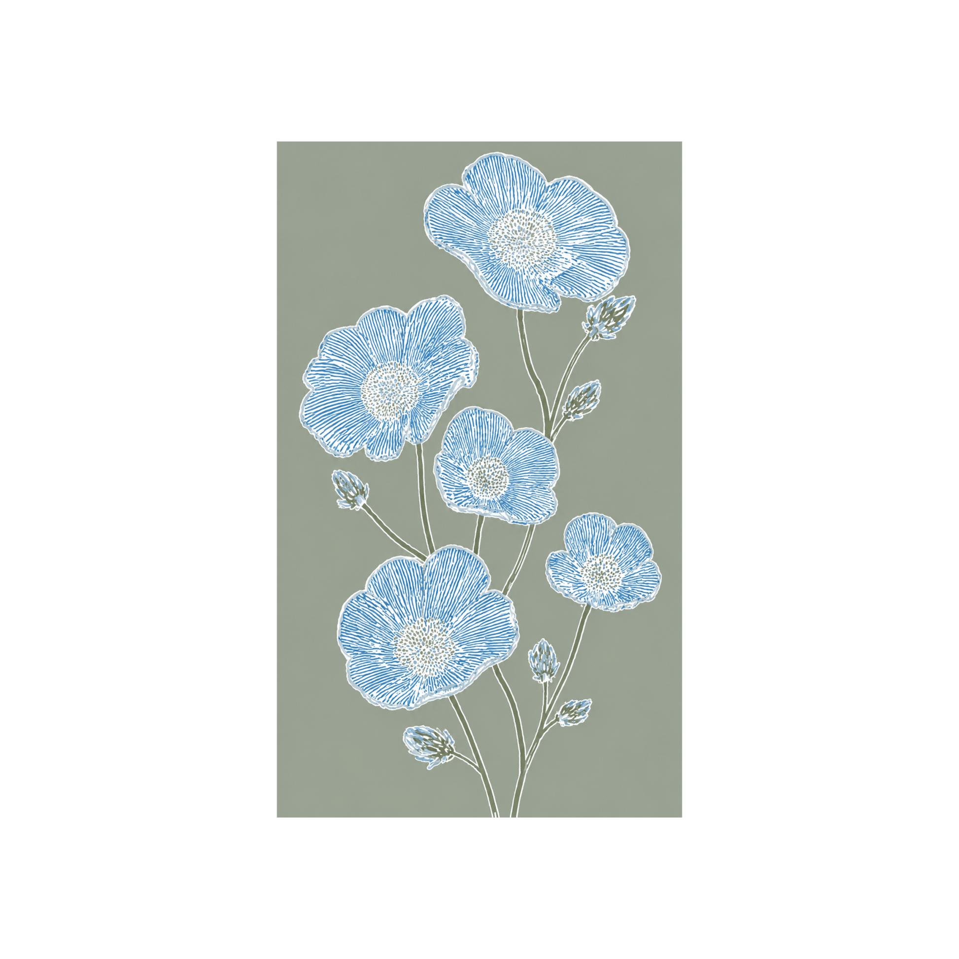 Blue Dresses Lemongrass Flower Study - Tapestry - Lemon Park