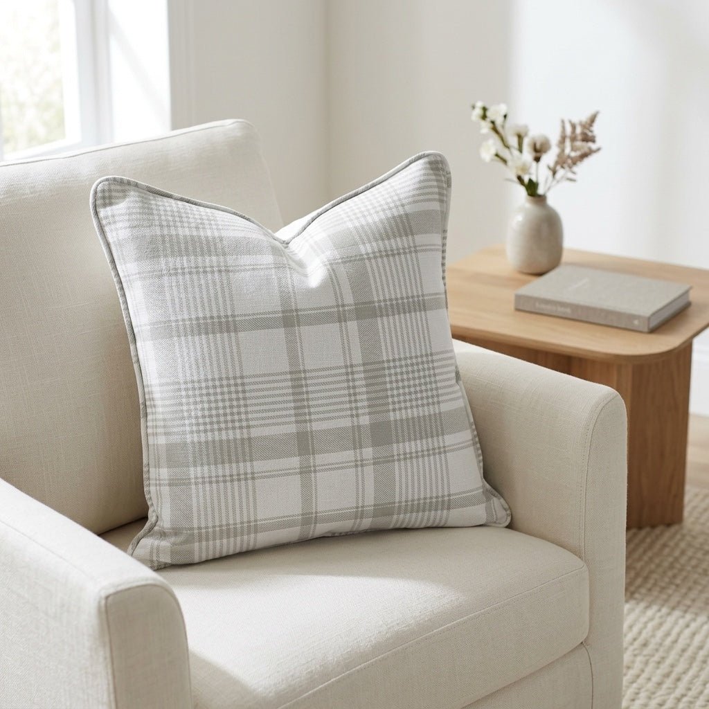 Blue Dresses Lemongrass Plaid Throw Pillow - Lemon Park