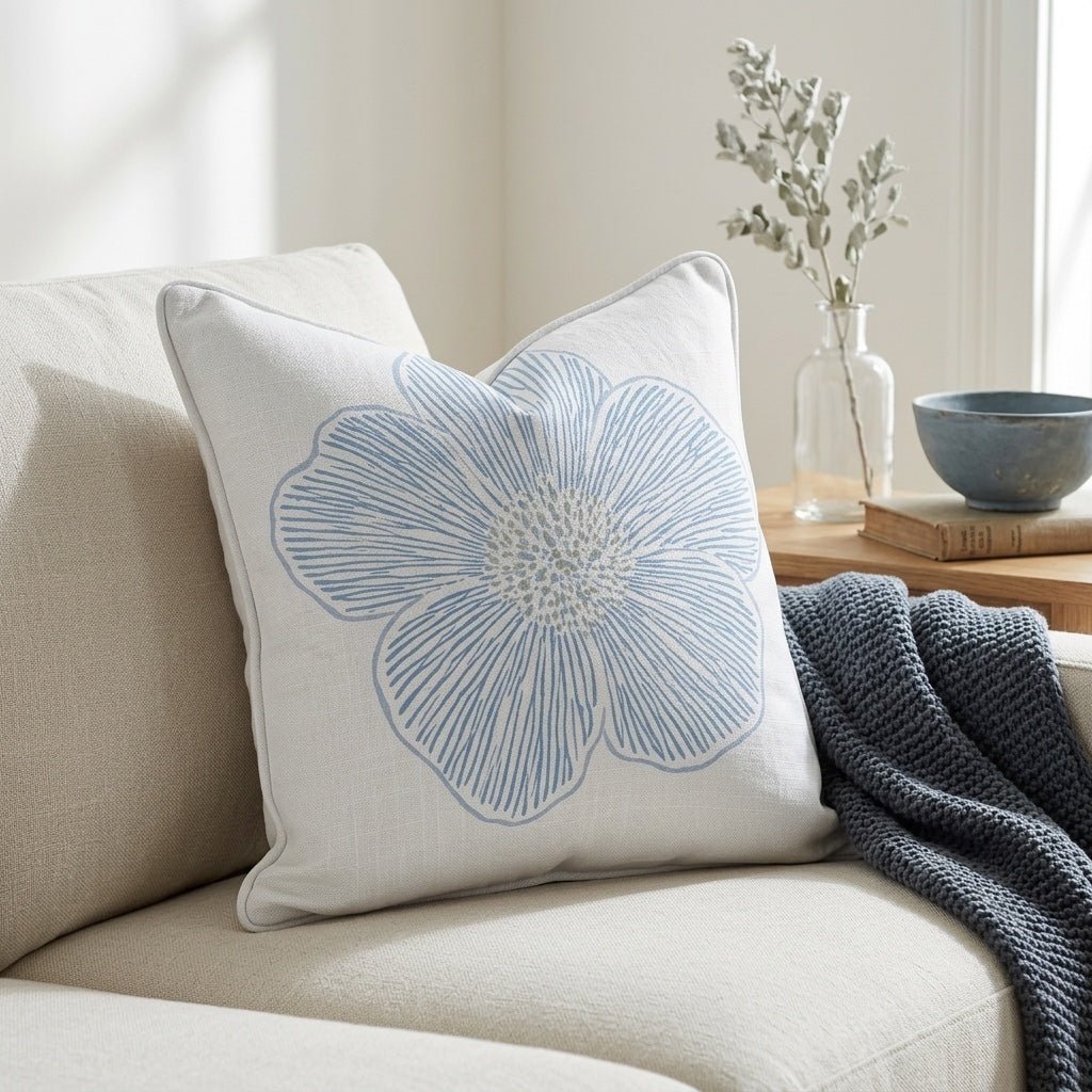 Blue Dresses Seashell Floral Throw Pillow - Lemon Park
