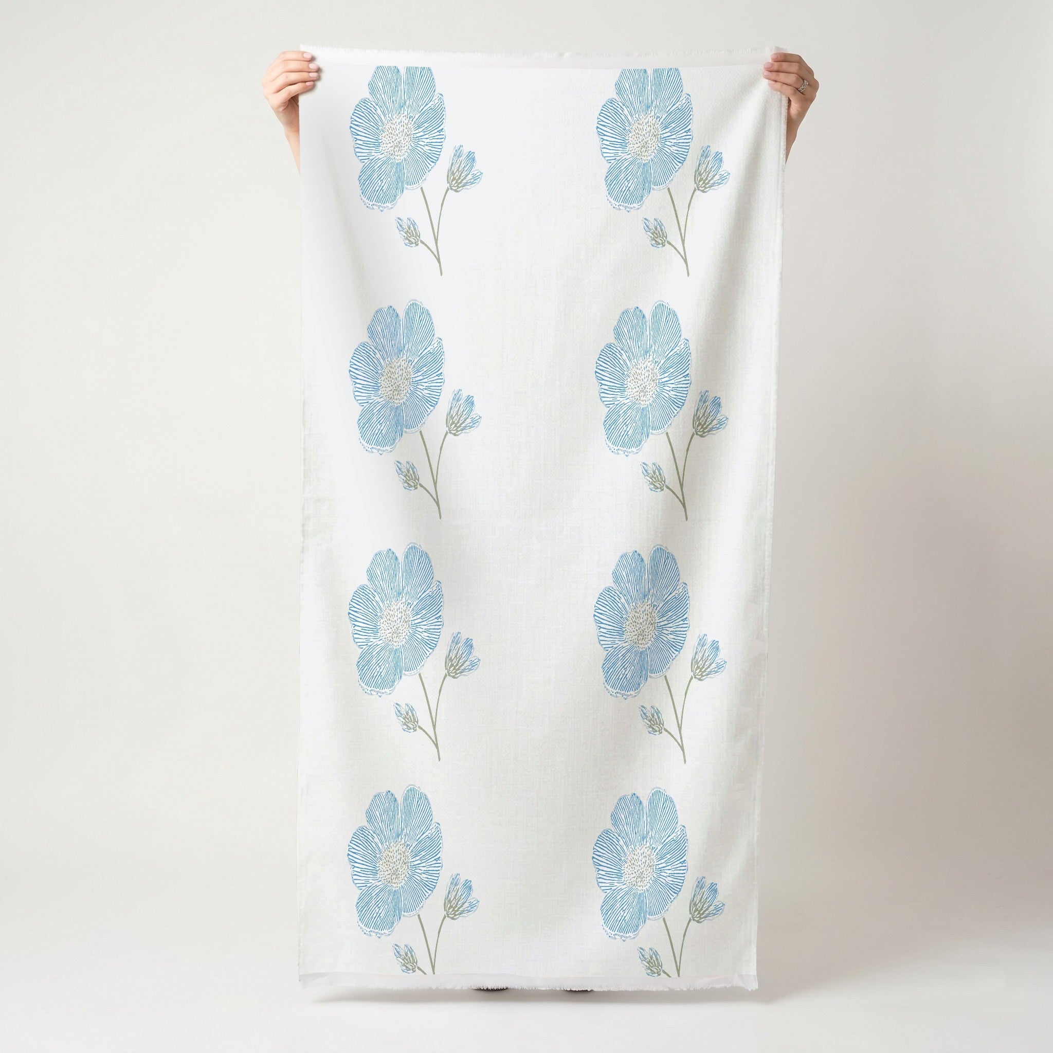 Blue Dresses Seashell Flower Study - Fabric - Lemon Park