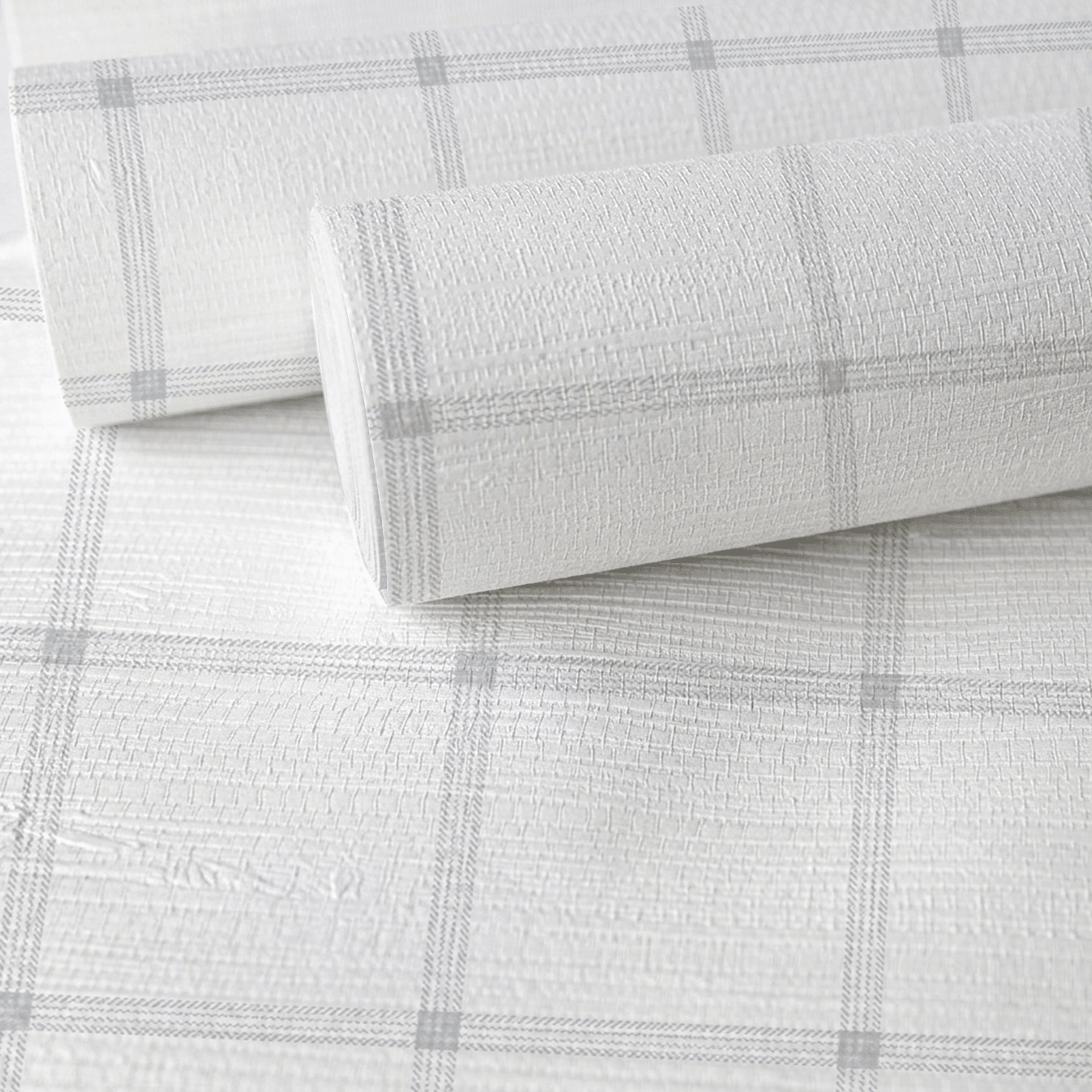 Blue Dresses Seashell Plaid Faux Grasscloth Wallpaper - Lemon Park