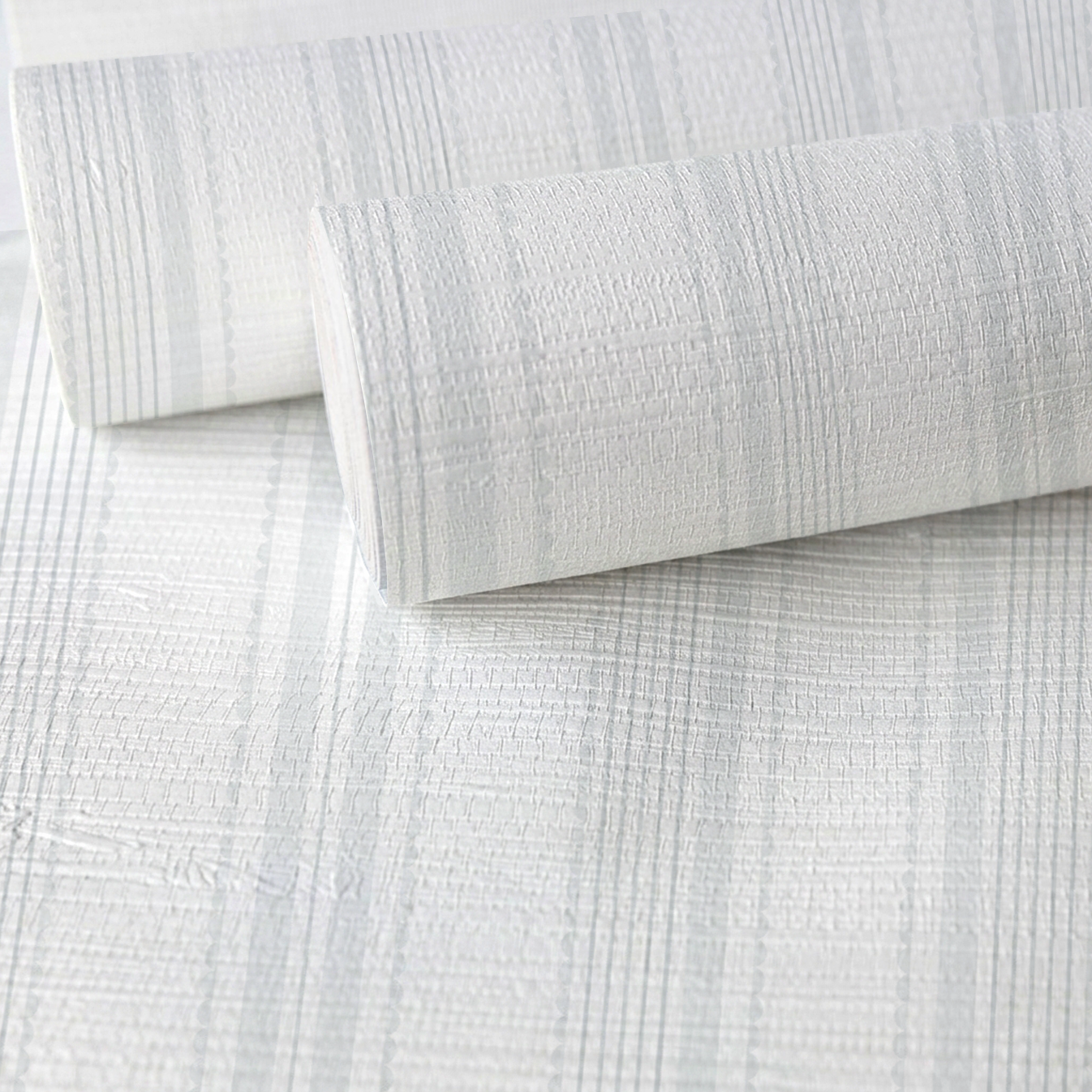 Blue Dresses Seashell Stripes Faux Grasscloth Wallpaper