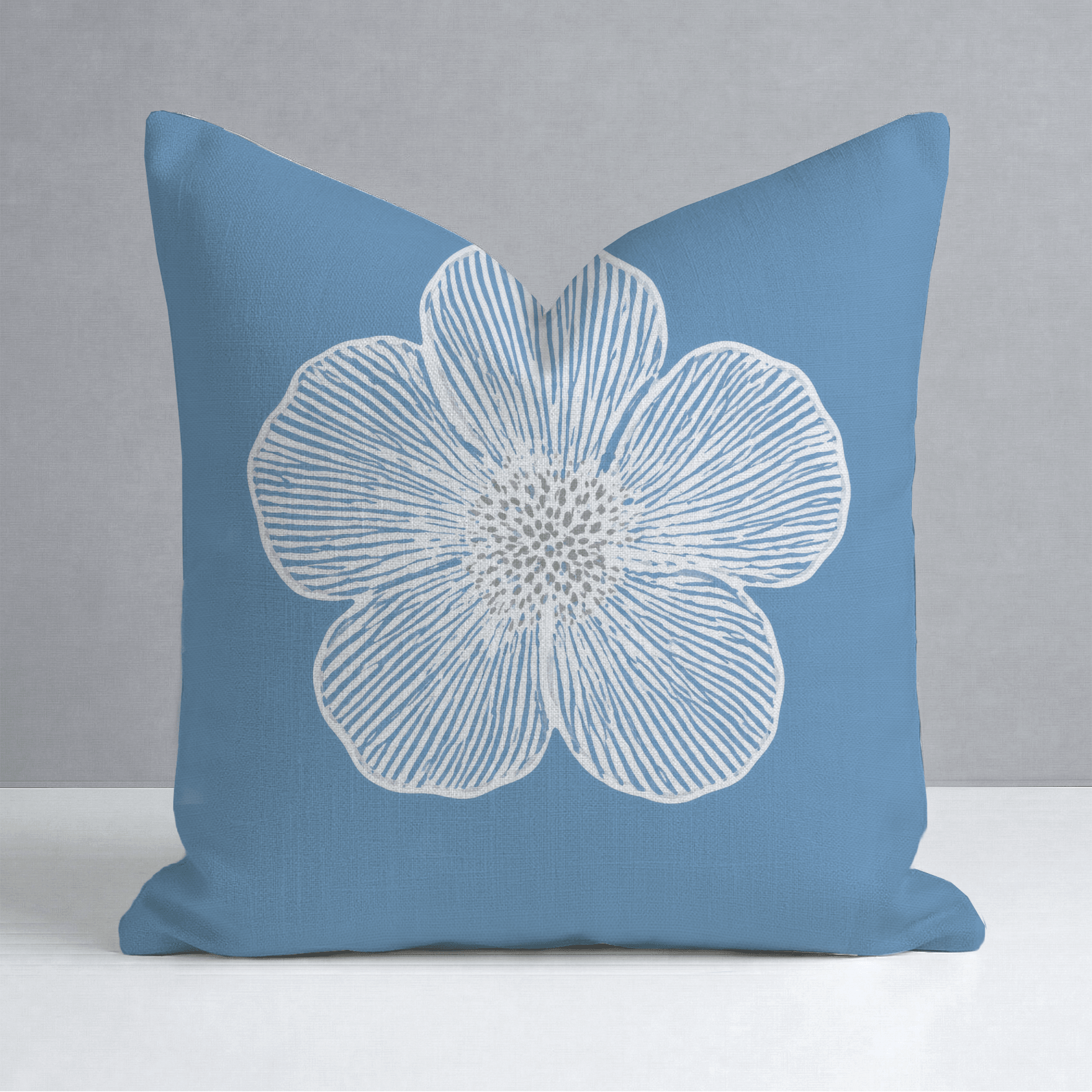 Blue Dresses Steel Blue Floral Throw Pillow - Lemon Park