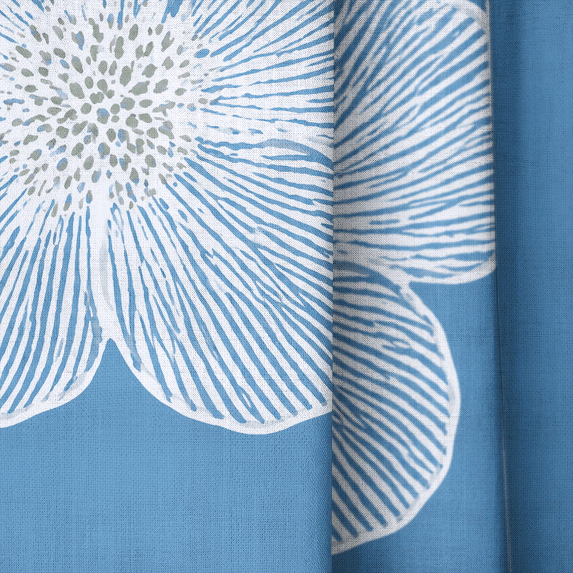 Blue Dresses Steel Blue Flower - Drapery - Lemon Park